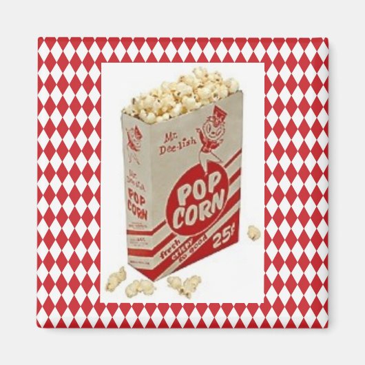 Midden-eeuw Retro 1950 Mr Delish Popcorn Magnet (Voorkant)