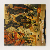 Midden eeuw retro 50s Halloween Martini Feest Legpuzzel (Horizontaal)