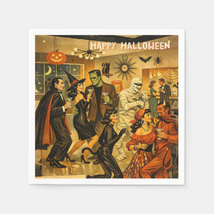 Midden eeuw retro 50s Halloween Martini Feest Servet