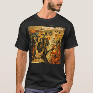 Midden eeuw retro 50s Halloween Martini Feest T-shirt