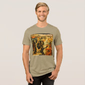 Midden eeuw retro 50s Halloween Martini Feest Tri-Blend Shirt (Voorkant volledig)