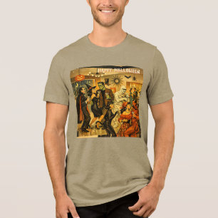 Midden eeuw retro 50s Halloween Martini Feest Tri-Blend Shirt