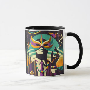 Midden eeuw Retro 60s Mardi Gras De Rokkende Man Mok