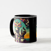 Midden eeuw Retro 60s Mardi Gras De Rokkende Man Mok (Voorkant links)