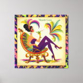 Midden eeuw Retro 60s Mardi Gras Martini Vrouw Canvas Afdruk (Voorkant)