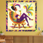 Midden eeuw Retro 60s Mardi Gras Martini Vrouw Canvas Afdruk (Insitu (Woonkamer))