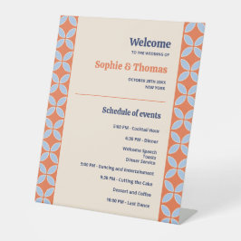 Midden Eeuw Retro Bruiloft Reclamebord Met Voetstuk