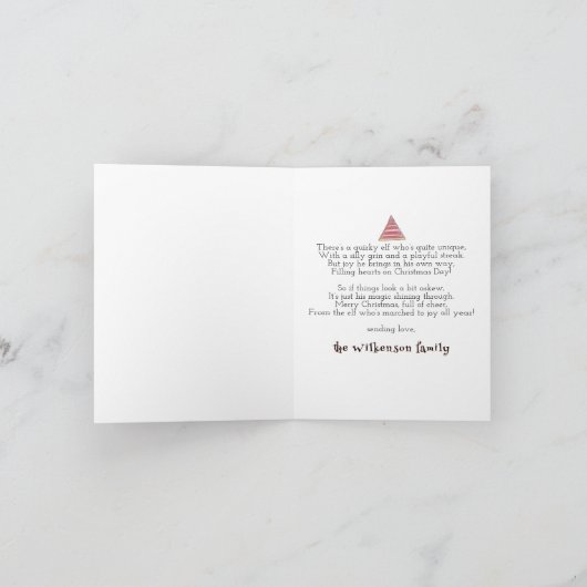 Midden eeuw retro elf grillige kerst gedicht feestdagen kaart (Binnen)