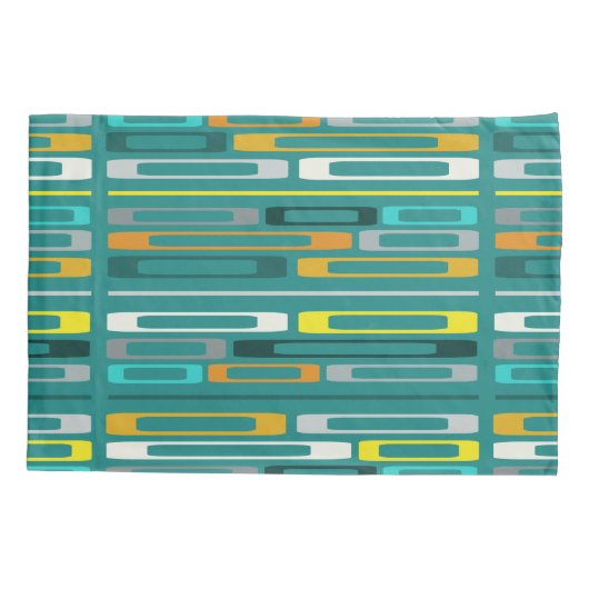 Midden eeuw Retro Flat Rocks Turquoise Kussensloop (Achterkant)