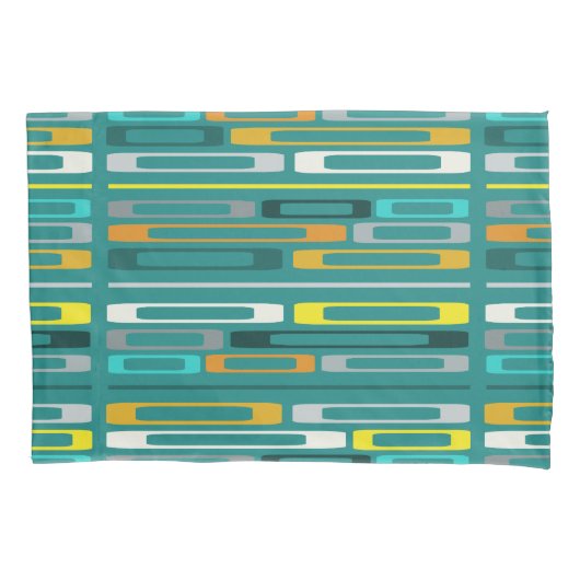 Midden eeuw Retro Flat Rocks Turquoise Kussensloop (Voorkant)