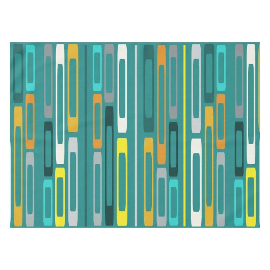 Midden eeuw Retro Flat Rocks Turquoise Tafelkleed (Voorkant (Horizontaal))