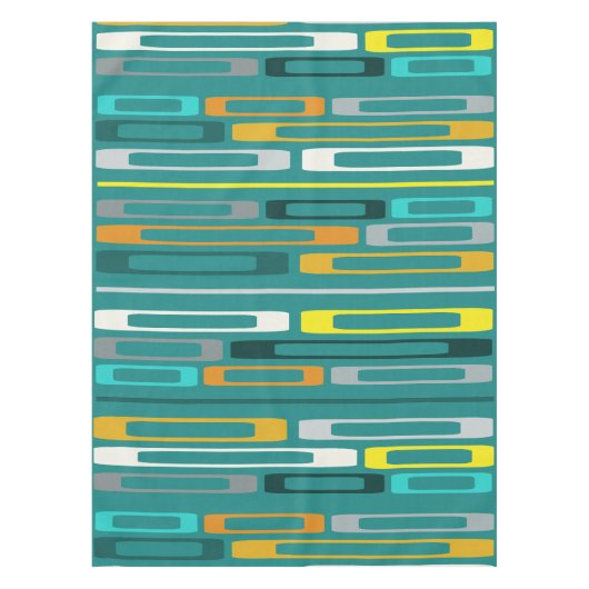 Midden eeuw Retro Flat Rocks Turquoise Tafelkleed (Voorkant)