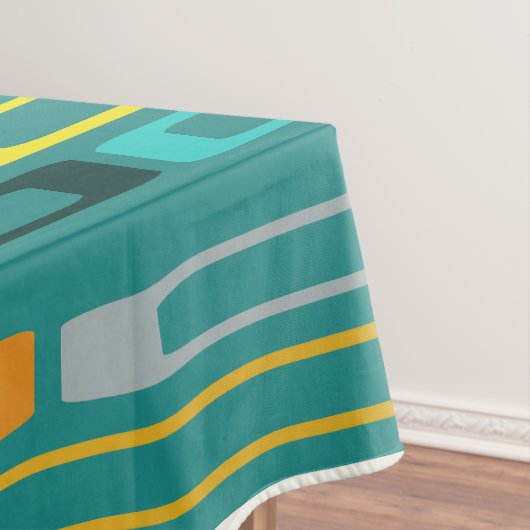 Midden eeuw Retro Flat Rocks Turquoise Tafelkleed (Voorbeeld)