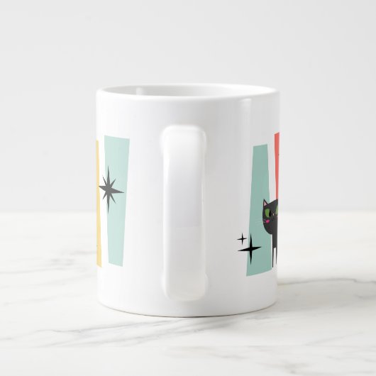 Midden Eeuw Retro Kat Grote Koffiekop (Achterkant)