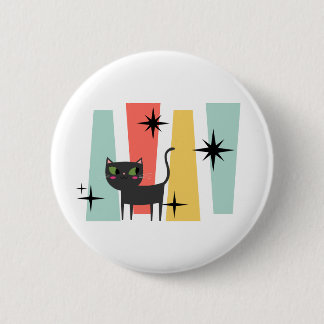Midden eeuw retro kat ronde button 5,7 cm