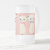 Midden eeuw retro katten paar matglas bierpul (Voorkant rechts)
