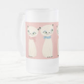 Midden eeuw retro katten paar matglas bierpul (Voorkant links)