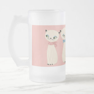 Midden eeuw retro katten paar matglas bierpul