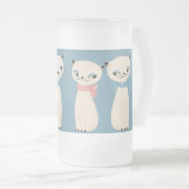 Midden eeuw retro katten paar matglas bierpul (Voorkant rechts)