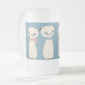 Midden eeuw retro katten paar matglas bierpul (Voorkant links)
