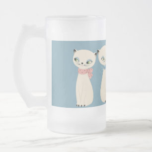 Midden eeuw retro katten paar matglas bierpul