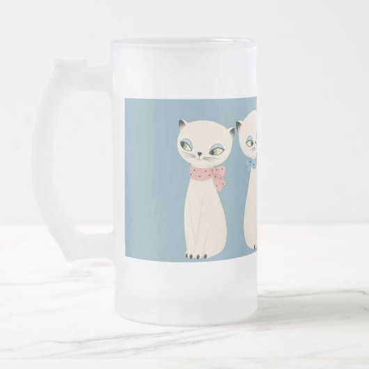 Midden eeuw retro katten paar matglas bierpul (Links)