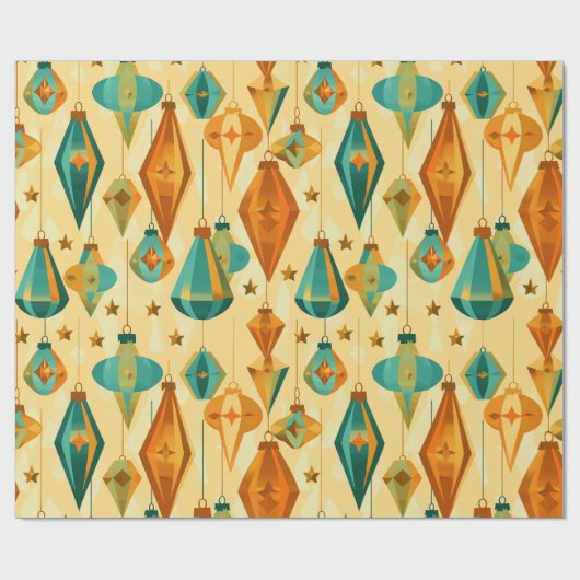 Midden-Eeuw Retro Kerst Atomic Star Ornament Cadeaupapier (Vlak)