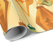 Midden-Eeuw Retro Kerst Atomic Star Ornament Cadeaupapier (Rol Hoek)