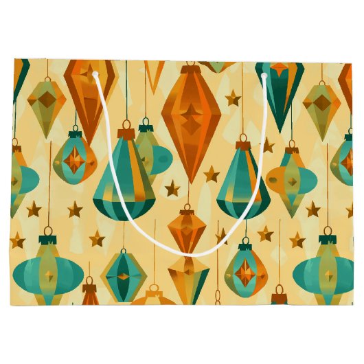 Midden-Eeuw Retro Kerst Atomic Star Ornament Groot Cadeauzakje (Achterkant)