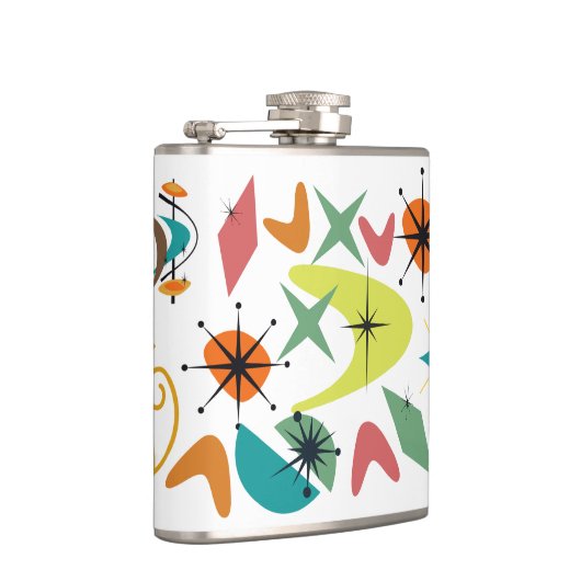 Midden-eeuw retro patroon vinyl verpakte kolf heupfles (Rechts)