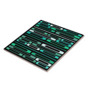 Midden Eeuw Retro Platte Stenen Zwart Turquoise Tegeltje (Zijkant)