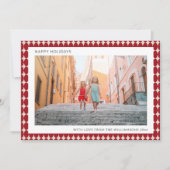 Midden Eeuw Retro Rode Bellen Twee Foto Kerstmis Feestdagenkaart (Voorkant)