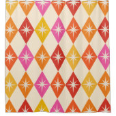 Midden eeuw Retro starbursts op Kleurrijke diamant Douchegordijn (Voorkant)