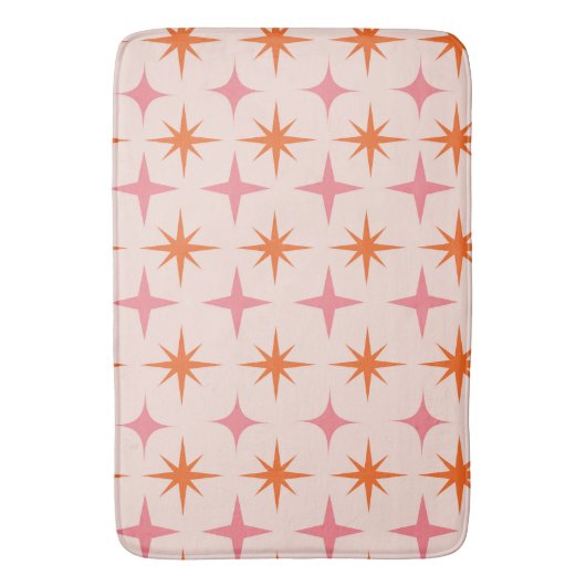 Midden eeuw Retro Starbursts Patroon Roze Sinaasap Badmat (Voorkant Verticaal)