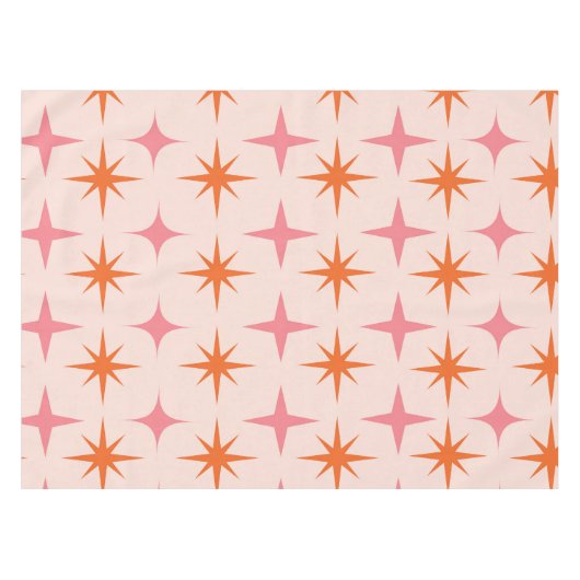 Midden eeuw Retro Starbursts Patroon Roze Sinaasap Tafelkleed (Voorkant (Horizontaal))