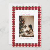 Midden-eeuw rode snuisterijen verticale foto Kerst Feestdagenkaart (Voorkant)