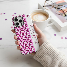 Midden Eeuw Roze & Pruim Geometrische Bogen Custom iPhone 16 Pro Max Hoesje