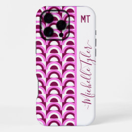 Midden Eeuw Roze & Pruim Geometrische Bogen Custom iPhone 16 Pro Max Hoesje
