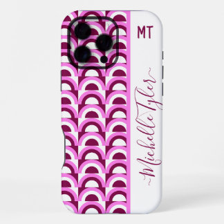 Midden Eeuw Roze & Pruim Geometrische Bogen Custom iPhone 16 Pro Max Hoesje