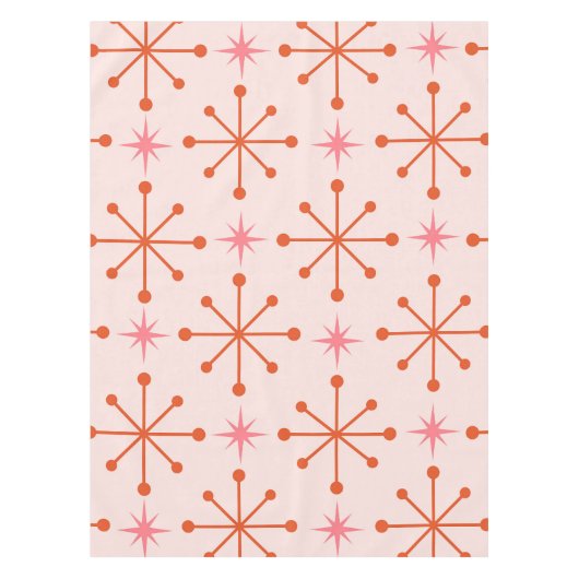 Midden-Eeuw Roze Sinaasappel Atoomstarbursts Patro Tafelkleed (Voorkant)
