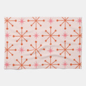 Midden-Eeuw Roze Sinaasappel Atoomstarbursts Patro Theedoek (Horizontaal)