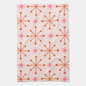 Midden-Eeuw Roze Sinaasappel Atoomstarbursts Patro Theedoek (Verticaal)