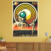 Midden-Eeuw Ruimtetijd Astronaut Landing Art Canvas Afdruk (Insitu (Woonkamer))