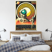 Midden-Eeuw Ruimtetijd Astronaut Landing Art Canvas Afdruk (Insitu (Slaapkamer))