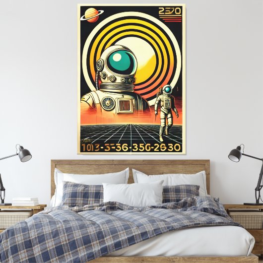 Midden-Eeuw Ruimtetijd Astronaut Landing Art Canvas Afdruk (Insitu (Slaapkamer))