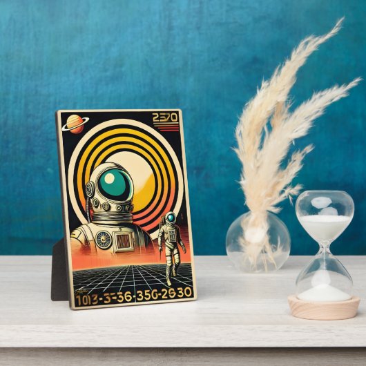 Midden-Eeuw Ruimtetijd Astronaut Landing Art Fotoplaat (Zijkant)