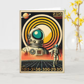 Midden-Eeuw Ruimtetijd Astronaut Landing Art Kaart (Gele Bloem)