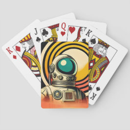 Midden-Eeuw Ruimtetijd Astronaut Landing Art Pokerkaarten