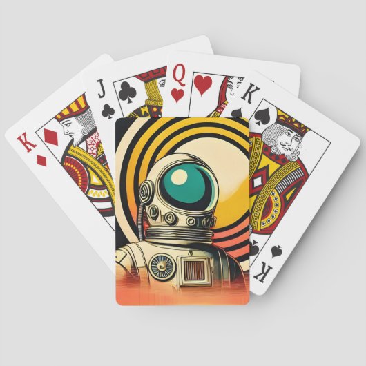 Midden-Eeuw Ruimtetijd Astronaut Landing Art Pokerkaarten (Achterkant)