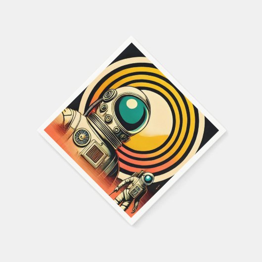 Midden-Eeuw Ruimtetijd Astronaut Landing Art Servet (Hoek)